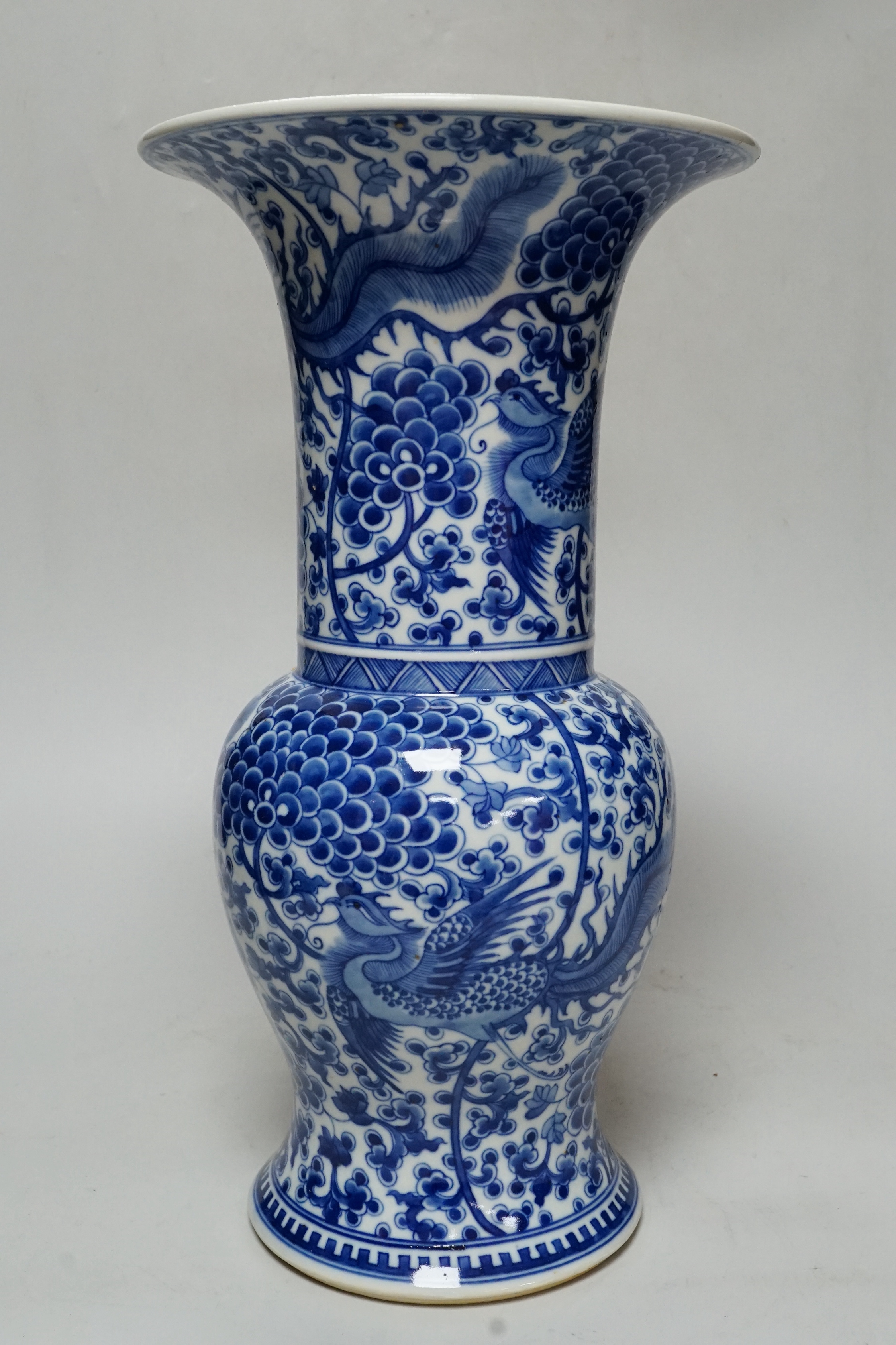 A Chinese blue and white ‘bird’ vase, 36cm tall